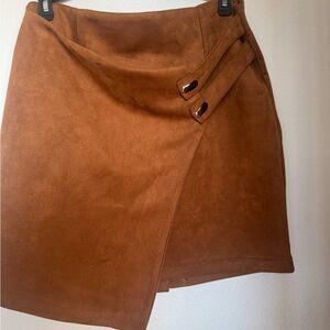 Large Suede Brown Wrap Skirt